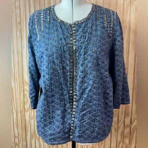 Chico's Denim Embellished Jacket